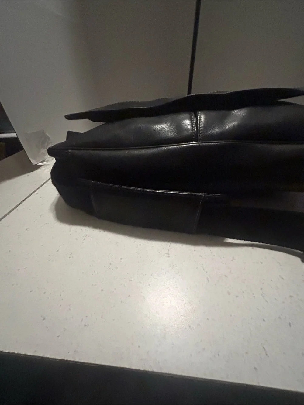 Kenneth Cole Reaction Black Leather Messenger with Adjustable Strap